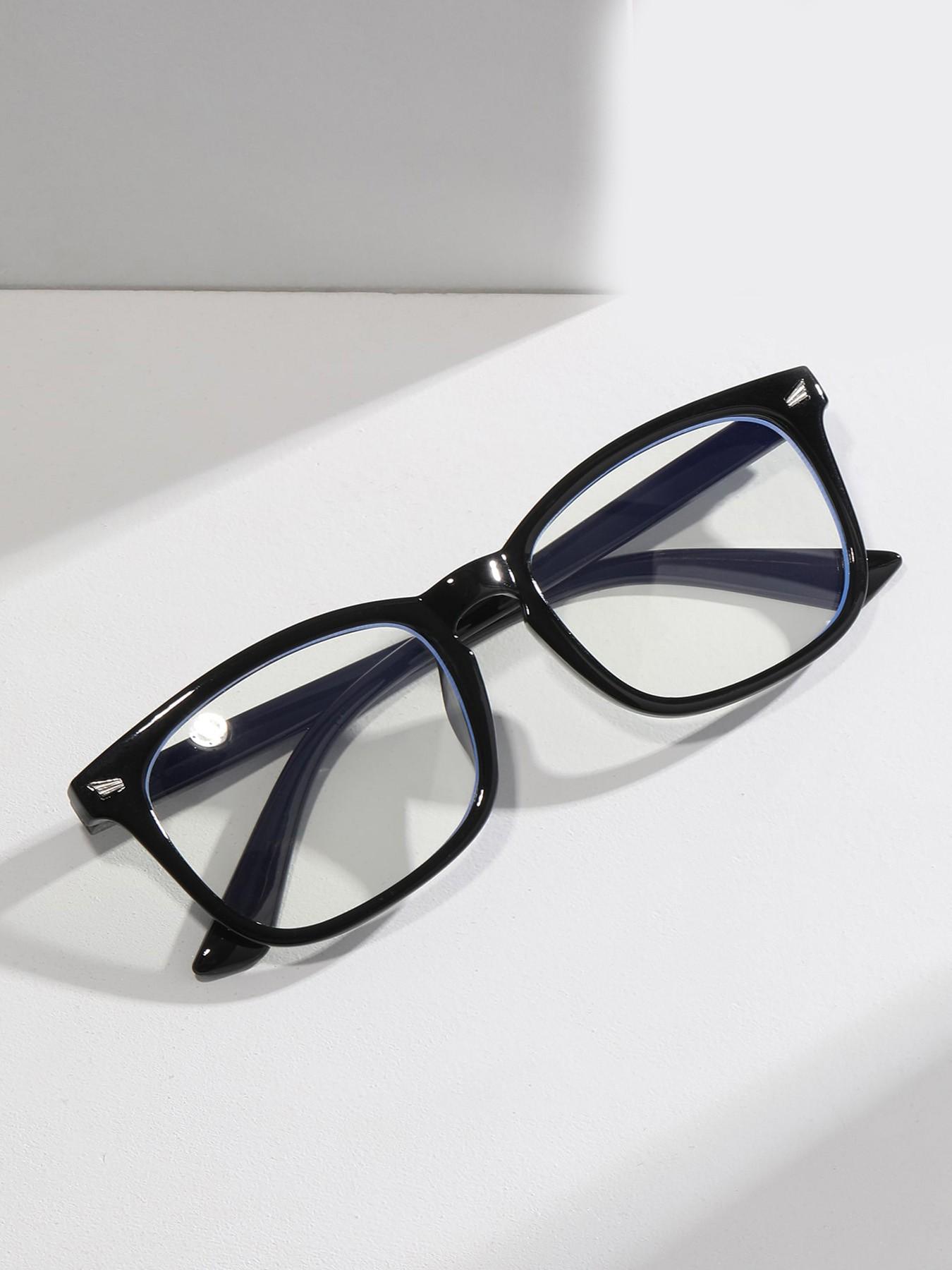 Unisex Square Frame Glasses, Lightweight Fashion Eyewear for Computer, Gaming, TV, Phone, Reduces Eye Fatigue, 3-Pack