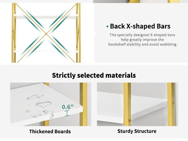 Yitahome Tall 6 Tier Bookcase, Modern Gold Book Shelf, Open Display Storage Rack Shelves for Living Room/Bedroom/Home/Office/Kitchen, Holder Organizer for Books/Movies