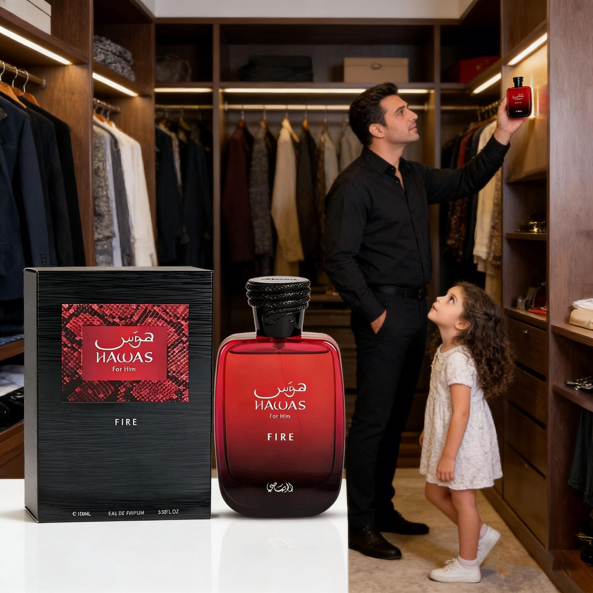 Harvey Rasasi Hawas Fire Eau De Parfum Unisex Perfume, 100ML Fragrance for Men and Women, Long-Lasting Scent, Ideal Gift Choice