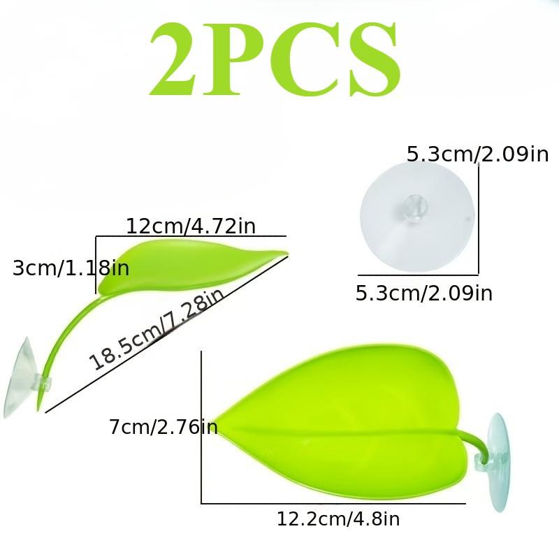 2pcs Tree Frog Tank Leaf Decorations, Leaf Shape Basking Platform with Suction Cups, Leopard Gecko Tank Accessories, African Dwarf Frog