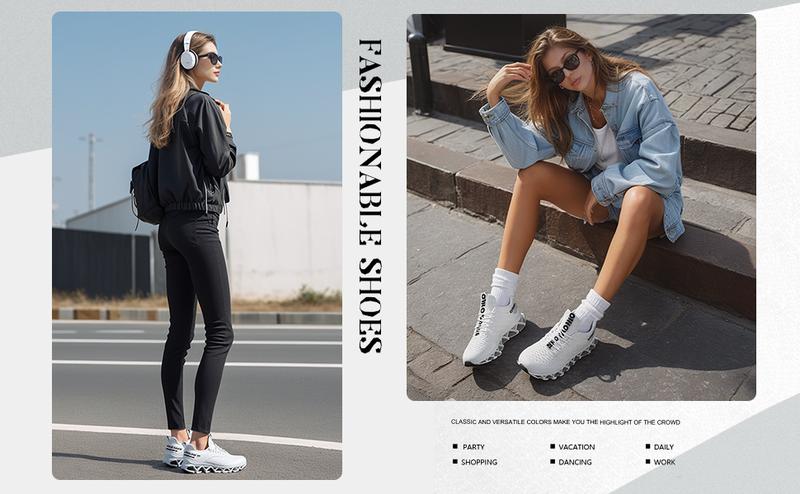 Women's Fashion Lace-up Low Top Slip on Blade Sneakers for Daily Wear,Casual Comfortable Walking Shoes, Knit Lightweight Breathable Sports Running Shoes,for Gym Treadmill Wear,Gift for Wife, Girl Friend