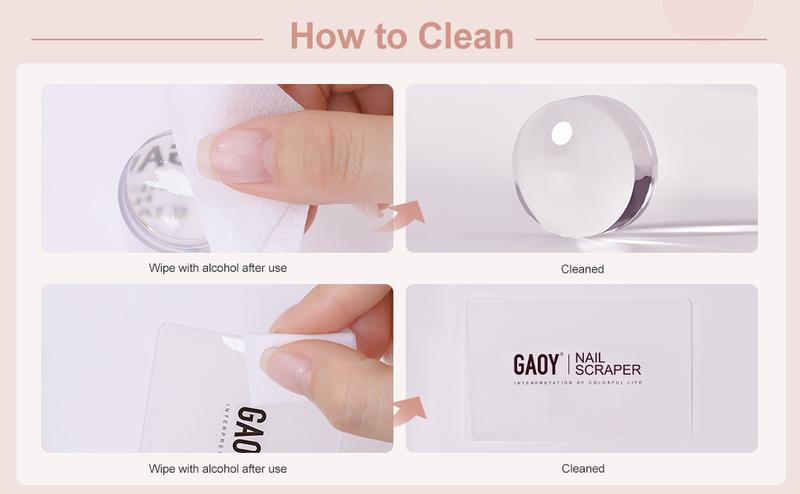 GAOY French Manicure Kit, Nail Stamper, and 2Pcs Gel Nail Polish Include Nude Jelly Pink White Colors for French Tip, UV Light Cure