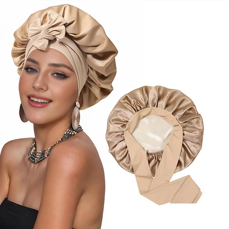 Double Layer Satin Bonnet, Soft and Breathable Hair Care Bonnet, Adjustable Night Sleeping Cap, Heatless Styling Tool for Women