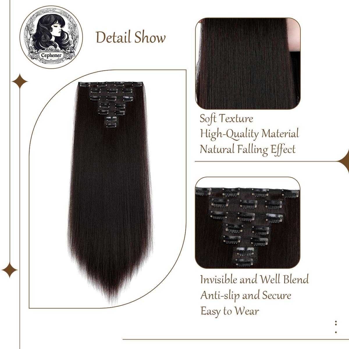 Cephemer Clip-in Synthetic Hair Extensions 23inches Straight 7PCS Natural Layered Light Weight Hairpieces for Women All Day Comfort for Daily Party Black Friday & Christmas Cephemer Clip-in Synthetic Hair Extensions 23inches Straight 7PCS Natural Layered Light Weight Hairpieces for Women All Day Comfort for Daily Party Black Friday & Christmas
