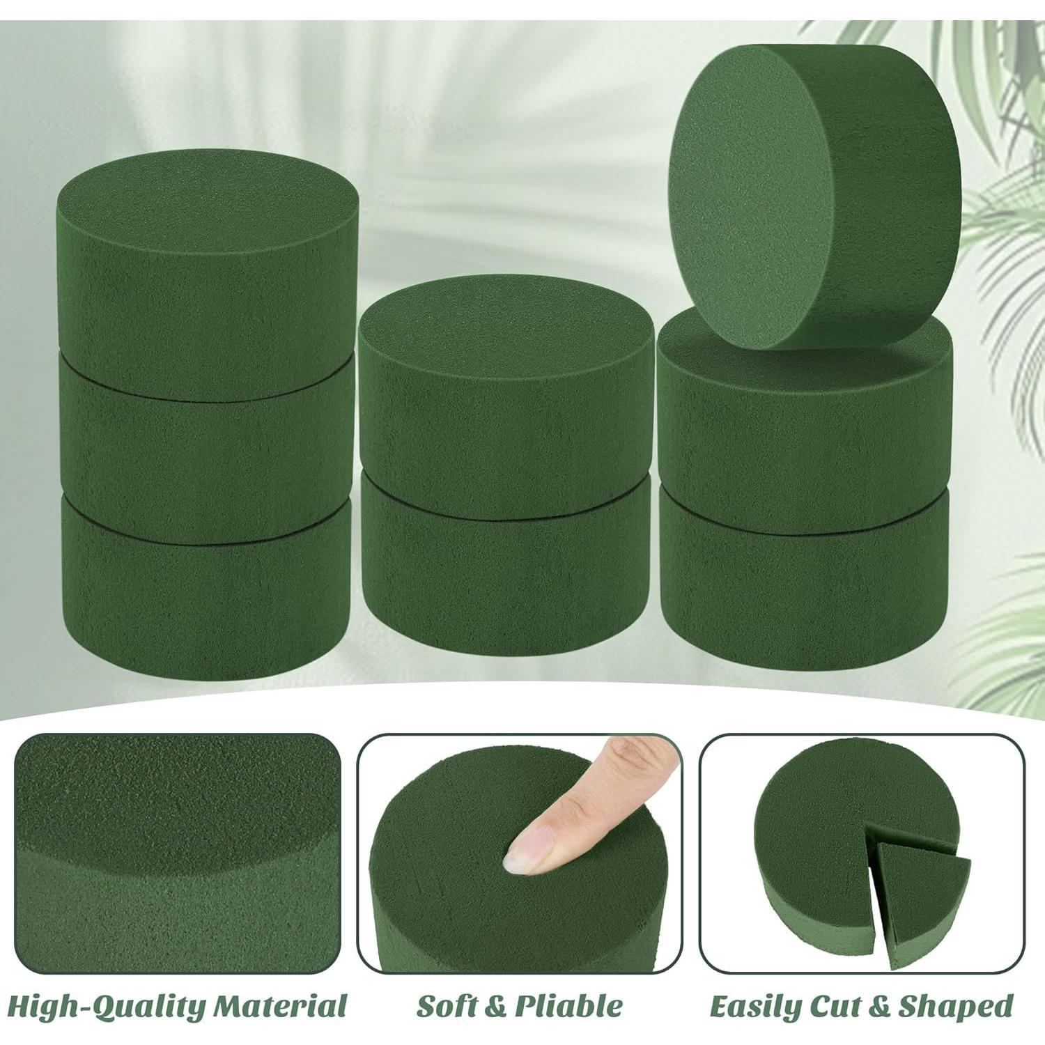 9 Packs Round Floral  Blocks Green Wet Dry Flower  Bricks 3.15 Inch DIY Flower Arrangement Supplies Kit Florist Block for Aisle  Wedding Party Decorations