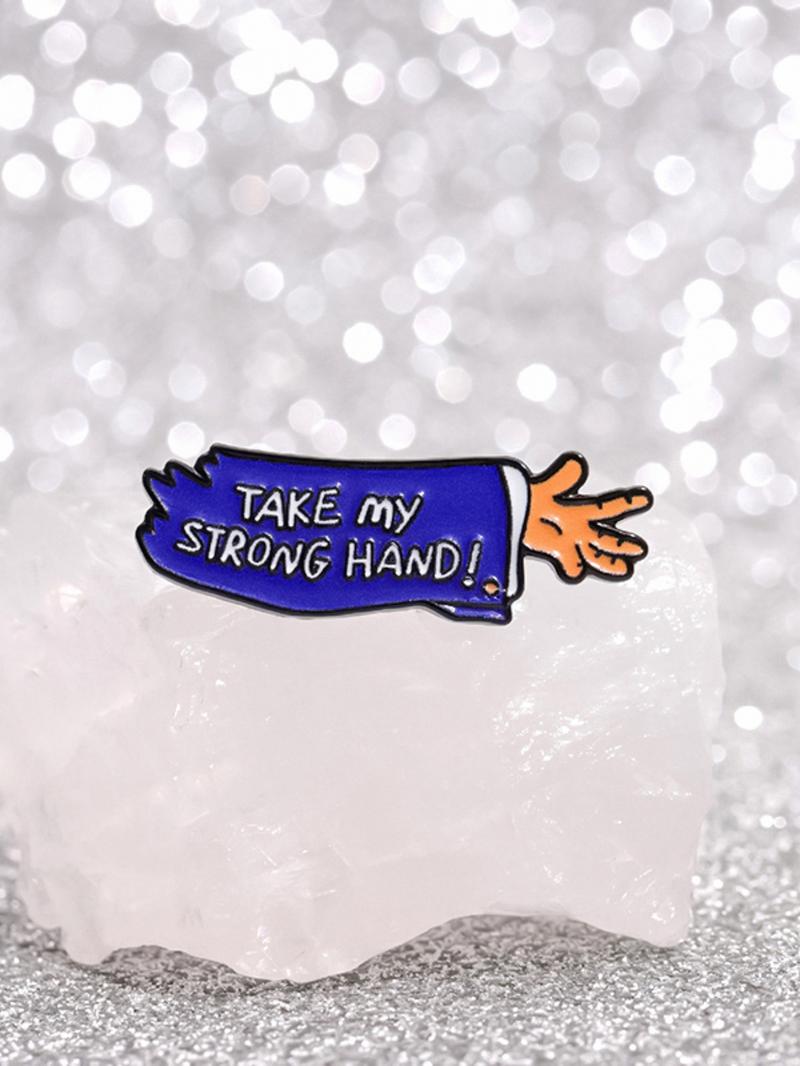 Take My Strong Hand Letter Design Clip Brooch, Durable Metal Pins, Accessories for Men, Fashion Brooch for Women & Men, Flower Brooch, Enamel Pin Suitable for Backpacks, Jeans, Scarves, Hats Decoration, Women Gifts, Fashion Accessory