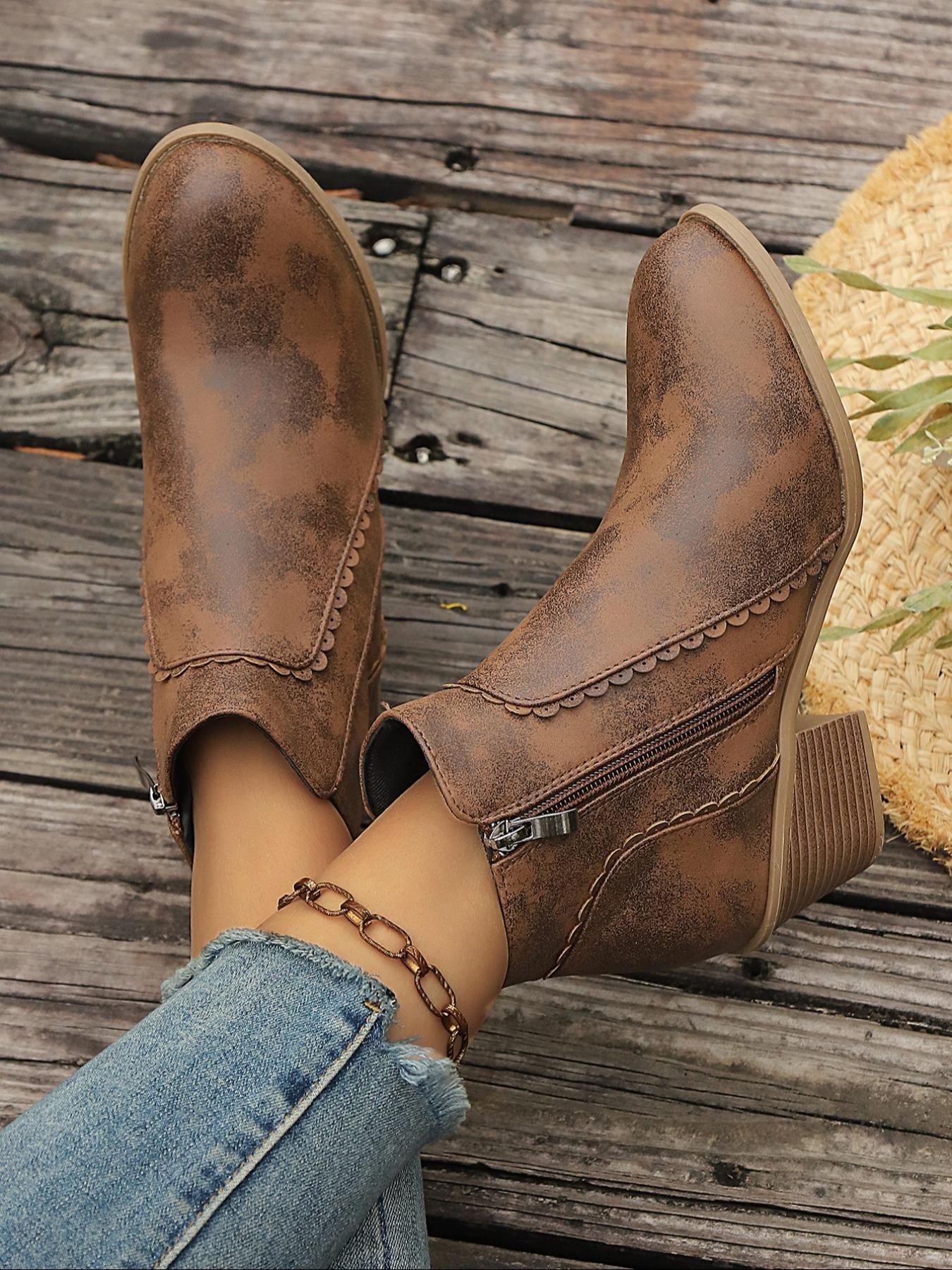 Women's Buckle Boots, Slim Fit Elegant Modern Style, Comfortable Daily Wear Shoes, Fashion Designer Trendy Design, Western Ankle Boots