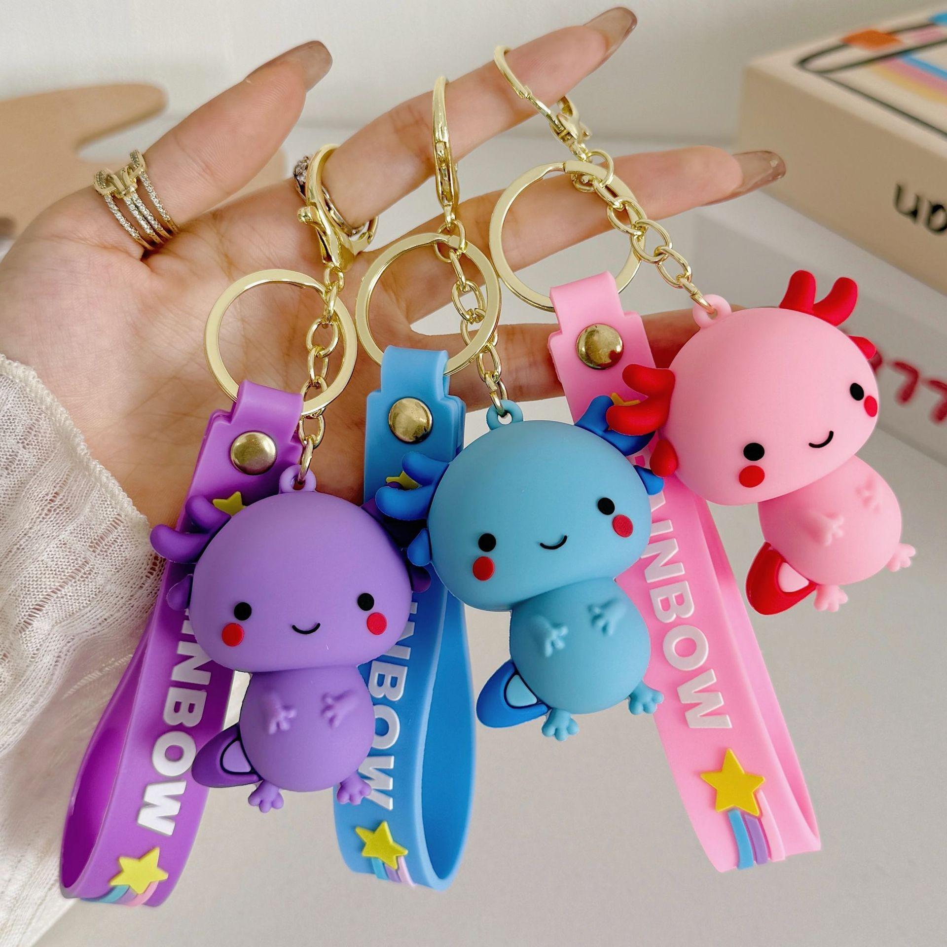 Cute Cartoon Dragon Keychain Pendant, Adorable Bag Charm, Couple Axolotl Figure, Perfect Gift for Lovers, Unique Accessory