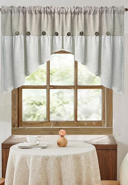 1pc Arched Sheer Curtain - White Lace Floral Print Embroidery Rod Pocket Top, for Doorways/Windows, 63in W x 39in L, One-Piece