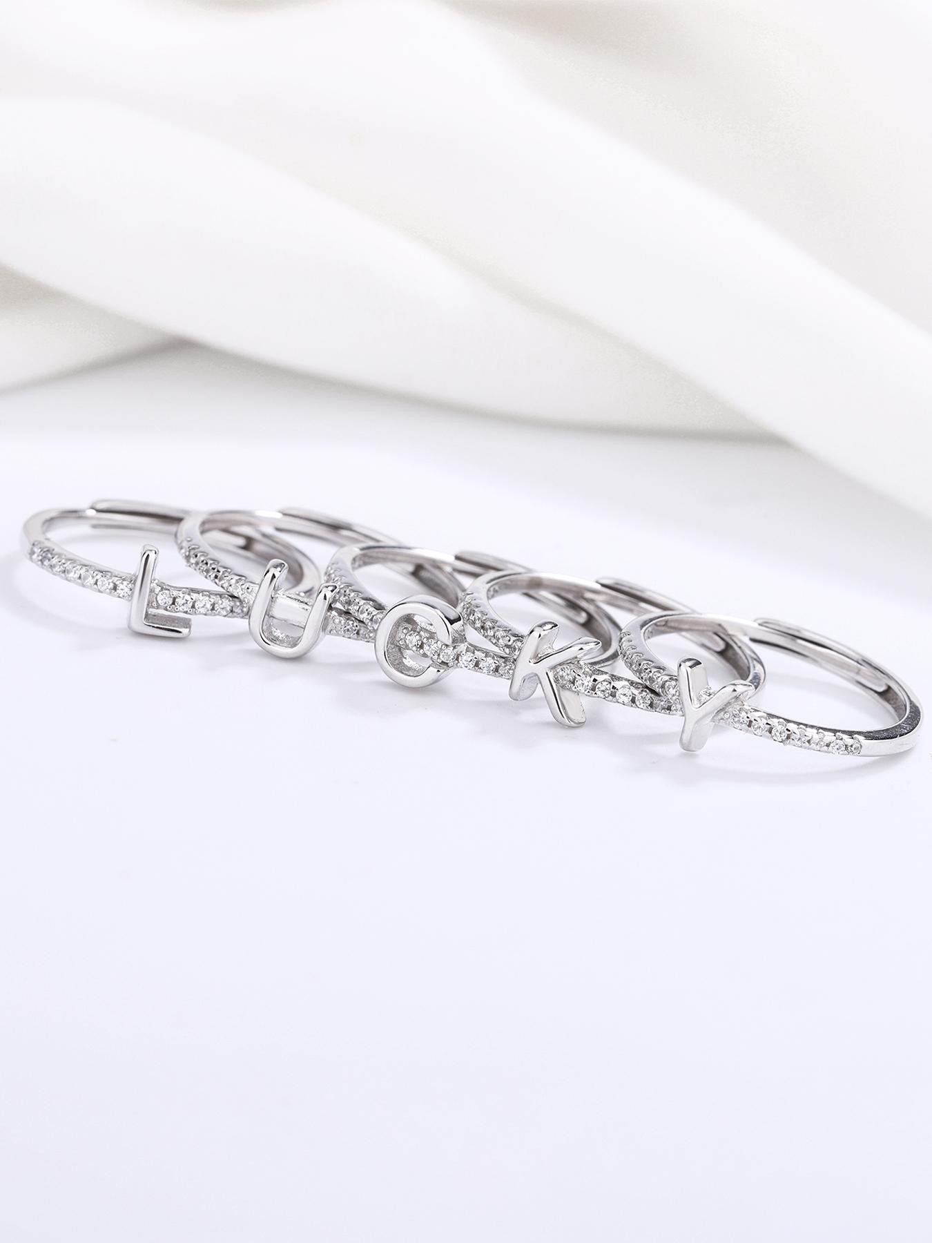 ✨26 Letters A-Z✨ Inlaid with artificial zircon accents, minimalist stackable rings for women | Exquisite daily jewelry gift #InitialRing #StackableRings