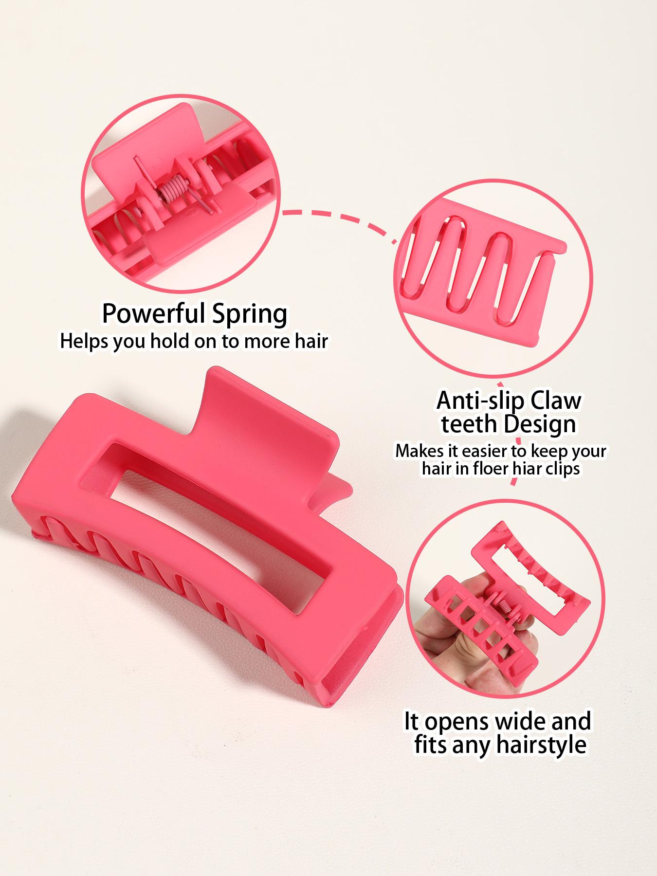 6 pcs elegant rectangular female hair clip-sweet geometric design, solid color (green, blue, white, light pink, dark purple, ginger), plastic material, very suitable for Valentine's Day or daily style, cute hair clip, Hair Claws Set