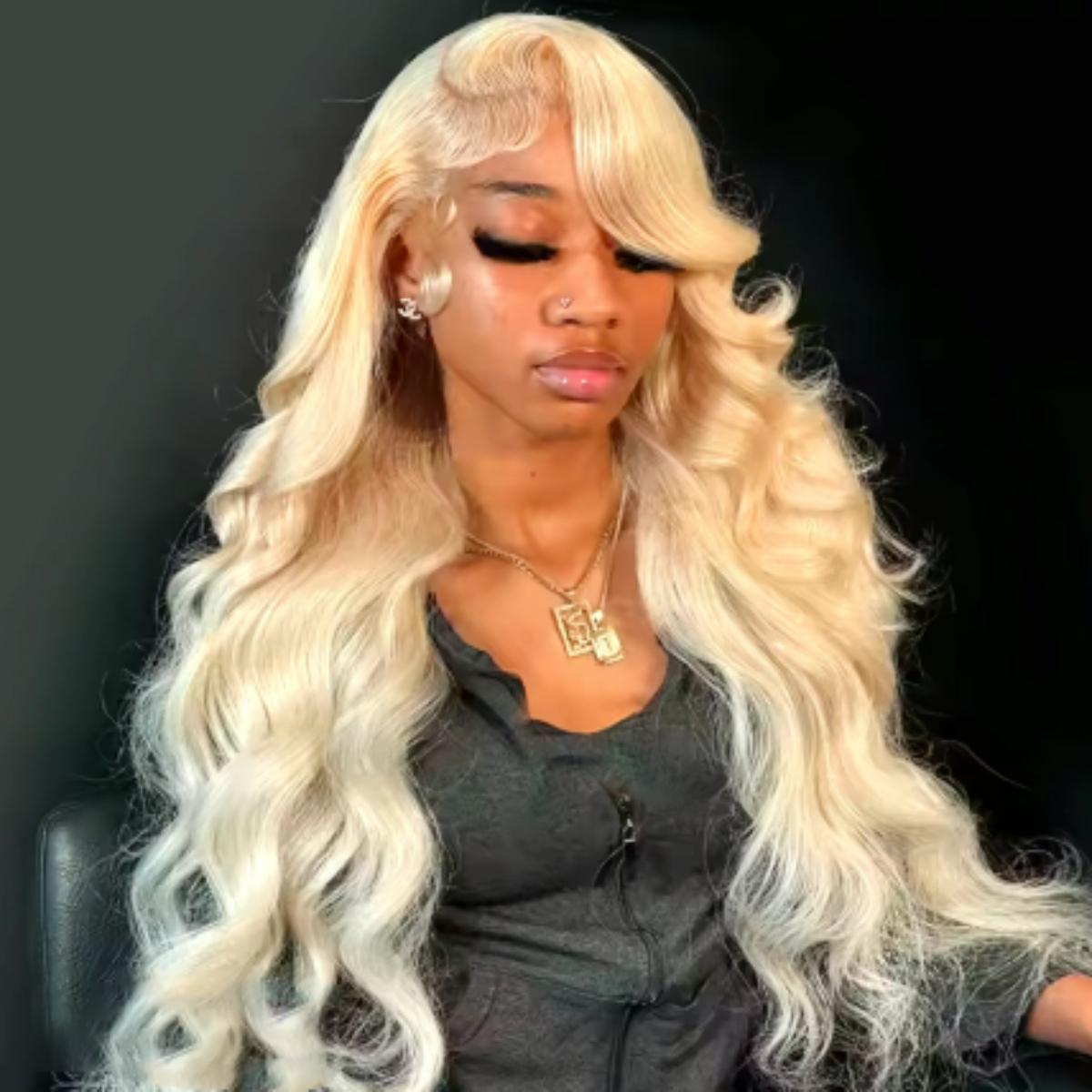 40 Inch Blonde Body Wave Lace Front Wig CUTE BEIN HD Transparent Lace Human Hair Wigs 13x6 Lace Frontal Wave Wig Natural Hairline 180 Density