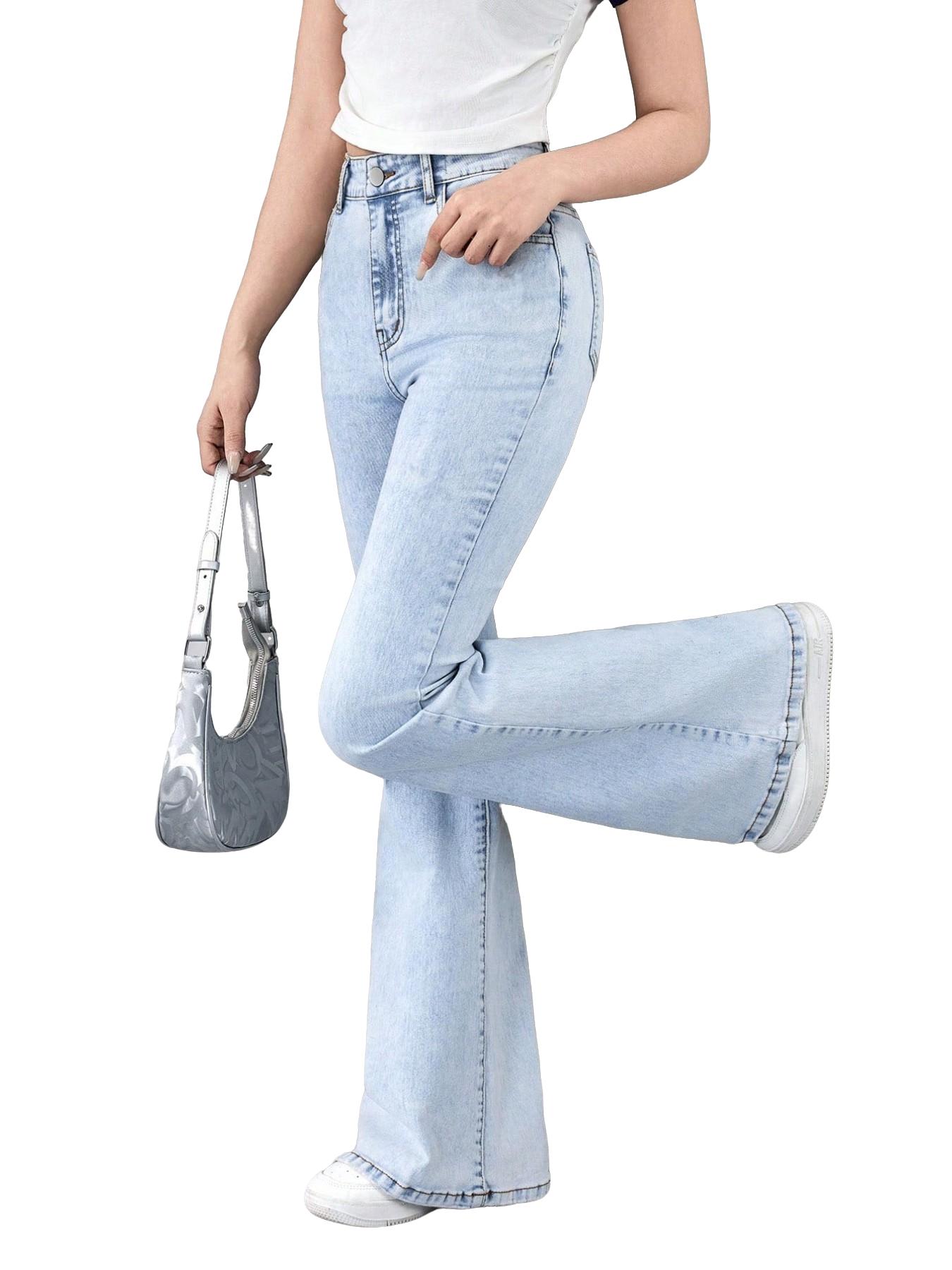 Girls Light Blue Wide Leg Jeans 130-160cm, Retro Bowknot Embroidery Denim Jeans, Kids Contrast Stitching Baggy Trousers, Sweet Summer Aesthetic