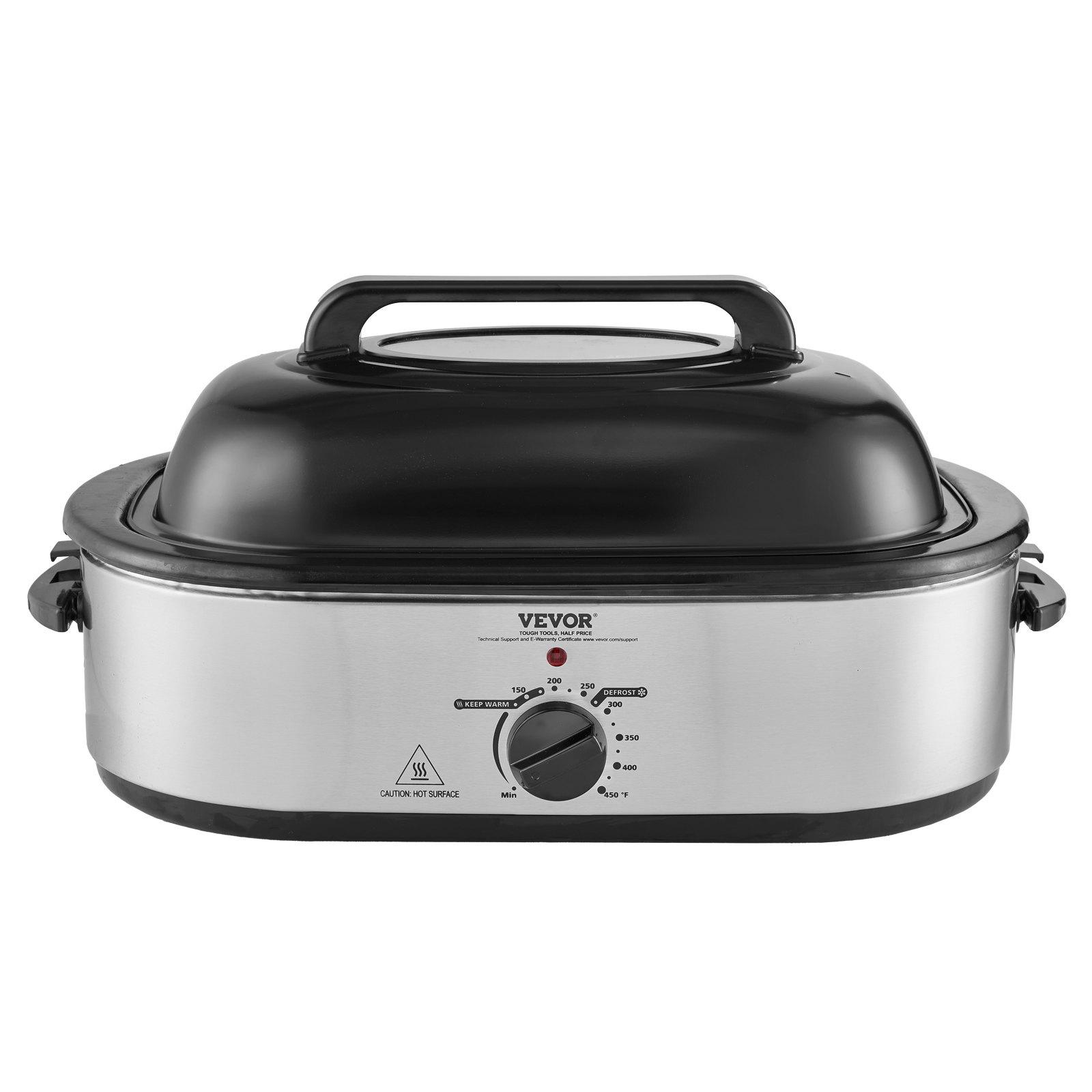 VEVOR Electric Roaster Oven, 18 QT Turkey Roaster Oven with Self-Basting Lid, 1450W Roaster Oven with Defrost Warm Function, Adjustable Temperature, Removable Pan Rack, Fits Turkeys Up to 22LBS