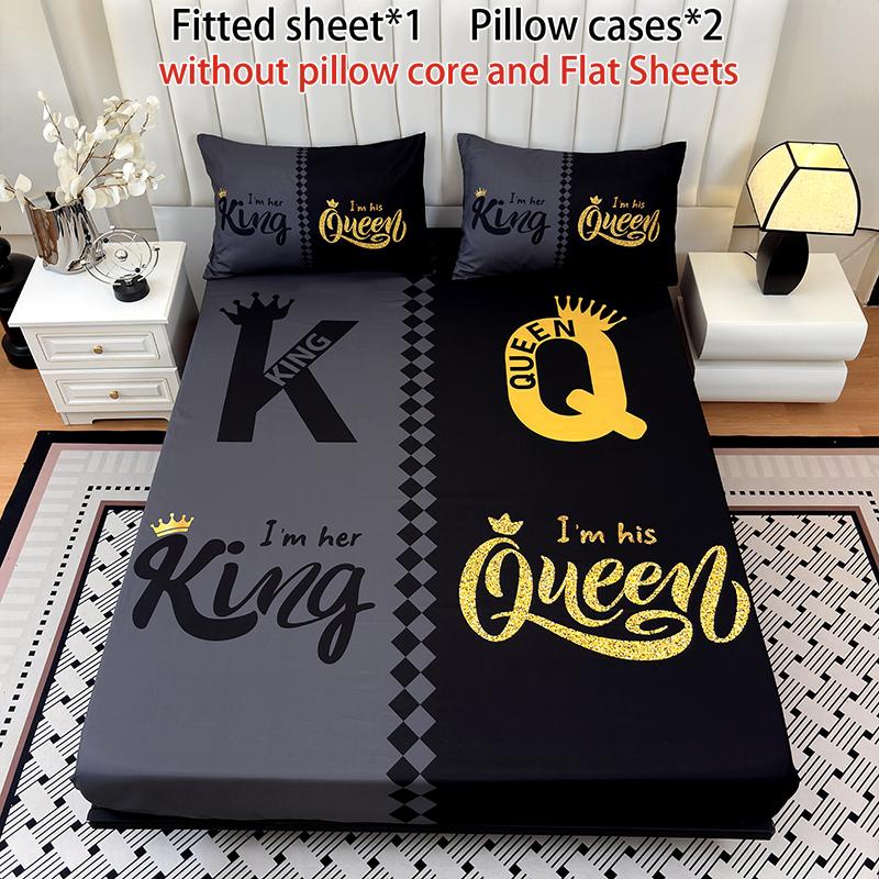 [Spring Glow Up] 3-piece multi-pattern fitted sheet set (fitted sheet*1 +Pillow cases*2),deep pocket 15 inches machine washable,low allergenic,high quality mattress protector for bedrooms,dorm rooms,HD printed all-season room decoration Reversible