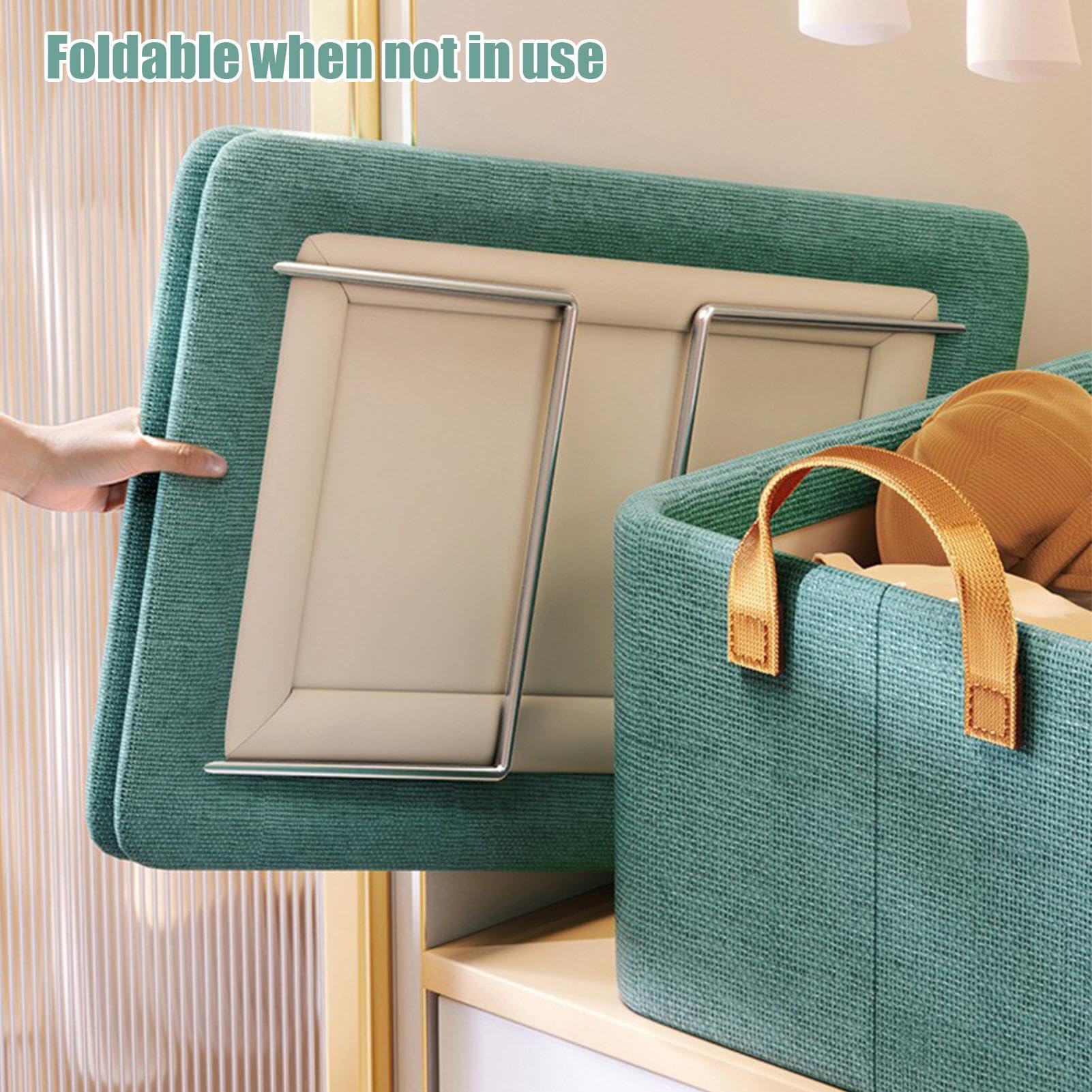 3pcs Large Oxford Cloth Storage Baskets, Fabric storage Box with Steel Frame Stackable Shelf Storage Baskets, Collapsible Closet Storage Organizers and Foldable Storage Baskets for Offic, Bedroom, Dorm, Living, Space-Saving Closet Solution, Clothes Basket