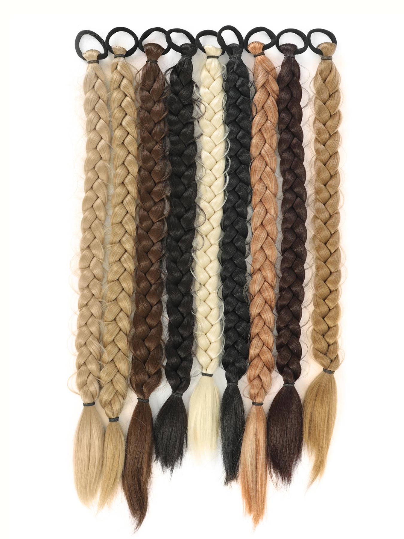 Women's Synthetic Long Twist Braid Ponytail Extension, 24-Inch Rubber Band Wig for Daily Use & Special Occasions, All-Season Hair Accessory, Synthetic Braids, Synthetic Braided Wigs
