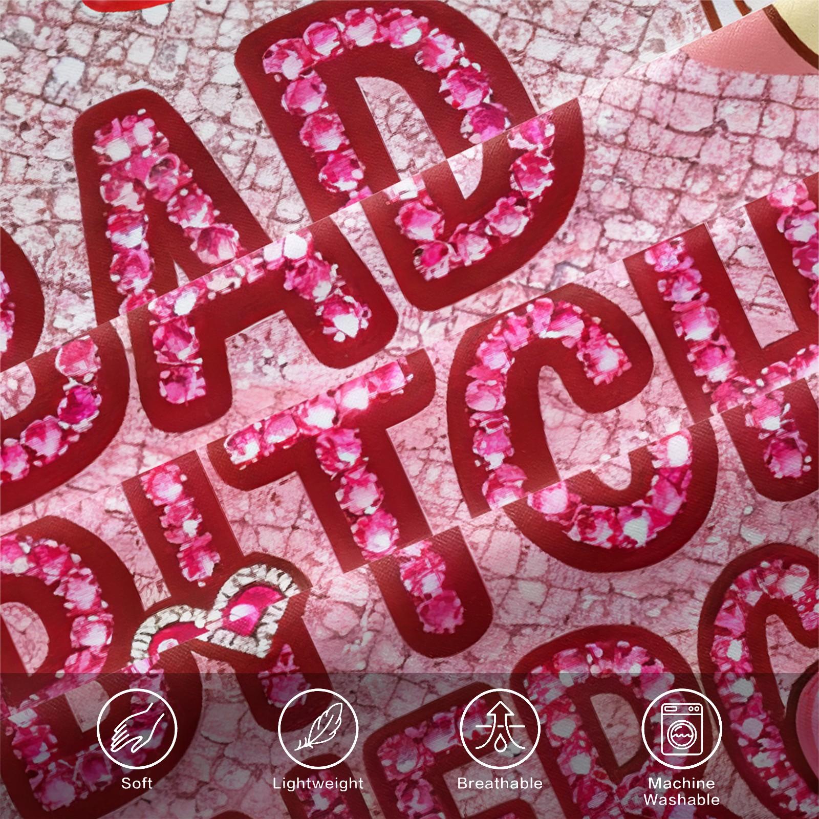 Sparkling Diamond Texture Slogan Print Fitted Sheet Set, Sweet Light Pink Bedding Set, Decorative Bedsheet Sets, Durable Soft Microfiber Bedding, Sweet Colors, Perfect for Room Decoration, 3Pcs Includes Two Pillowcases