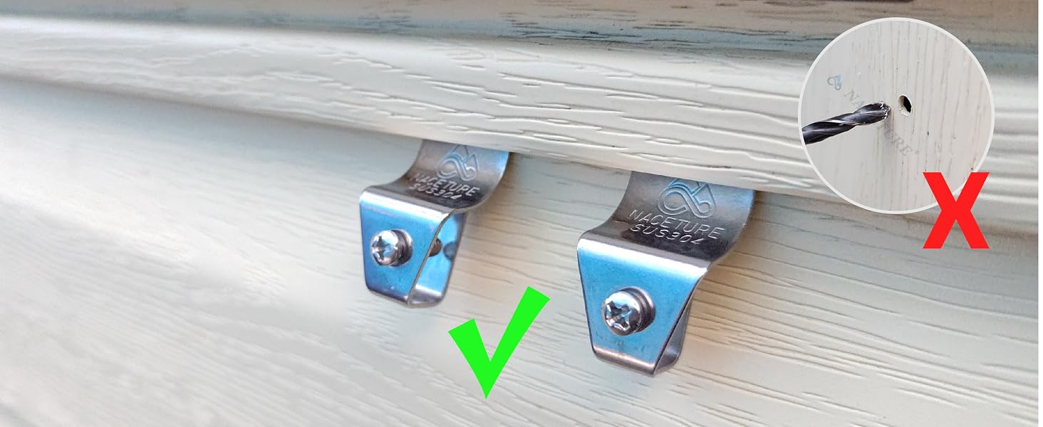 Steel Vinyl Siding Hook Hanger with Screws & Roll Mount - 12 Pack Home Decor Hanger for Damage-Free Hanging of Decorations, Lights & Security Cameras, Stainless, Security Cams Steel Vinyl Siding Hook Hanger with Screws & Roll Mount - 12 Pack Home Decor Hanger for Damage-Free Hanging of Decorations, Lights & Security Cameras, Stainless, Security Cams