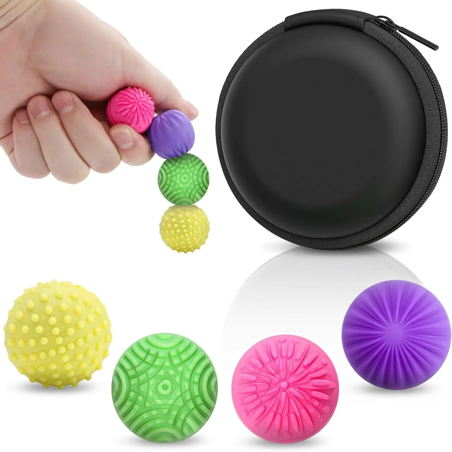 4-Pack Silicone Magnetic Balls Fidget Toys for Adults Teens, Stress Relief Sensory Toys for ADHD Autism Anxiety, Fun Textures Quiet Executive Desk Fidget Magnets for Office