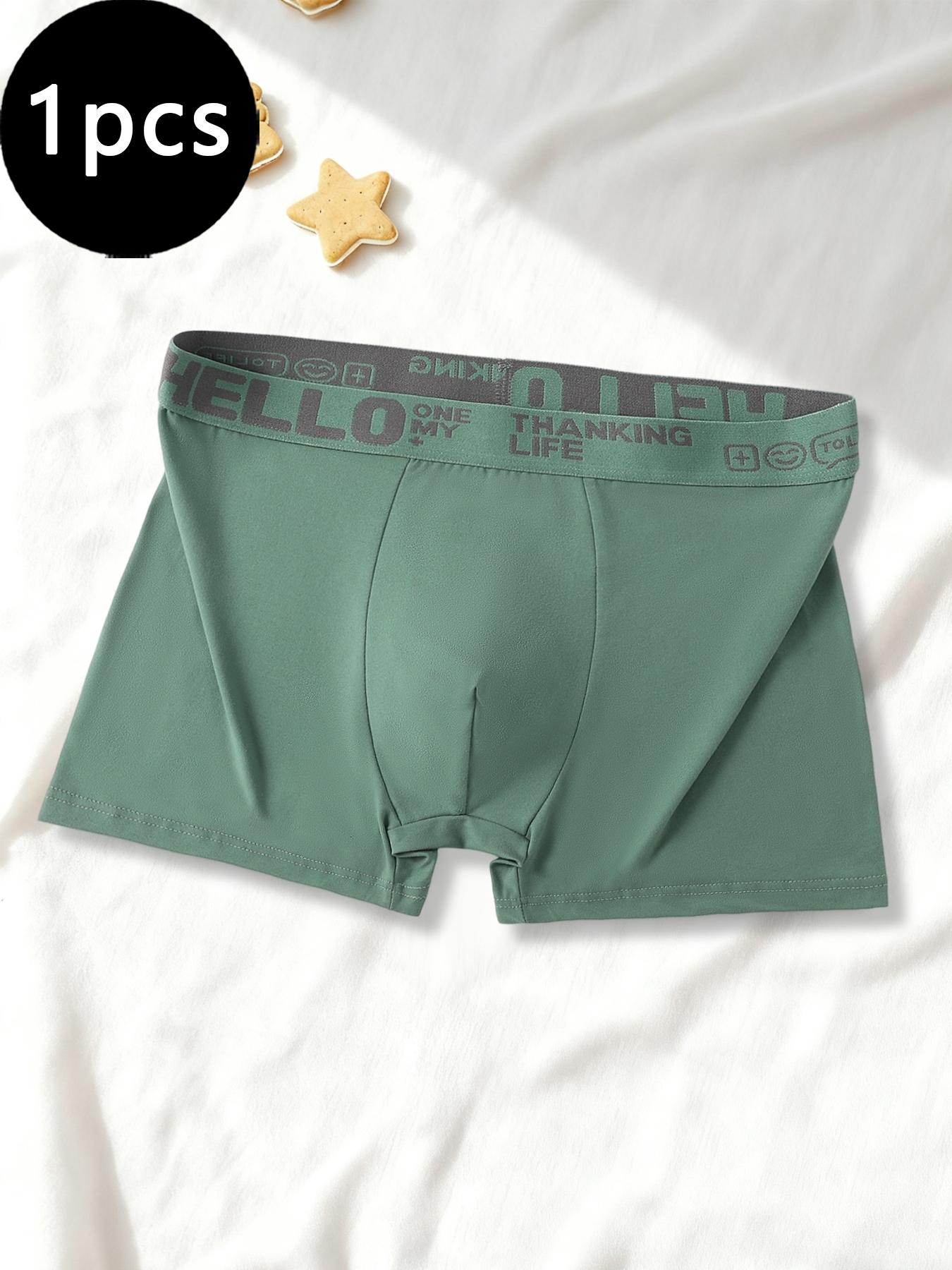 1 Pack Street Style Men's Boxer Briefs, 100% Cotton Breathable Underwear, Trendy Waistband Design, Men's Boxer Shorts