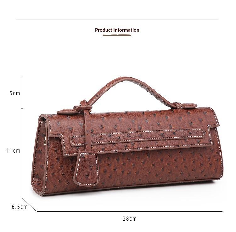 NOVEL Best-Selling New Arrival: Premium Ostrich-Print Handbag for Women, Luxury Niche Clutch, Unique Design, Retro Colors, Shoulder/Crossbody Bag, Elegant Evening Bag, Kelly Bag