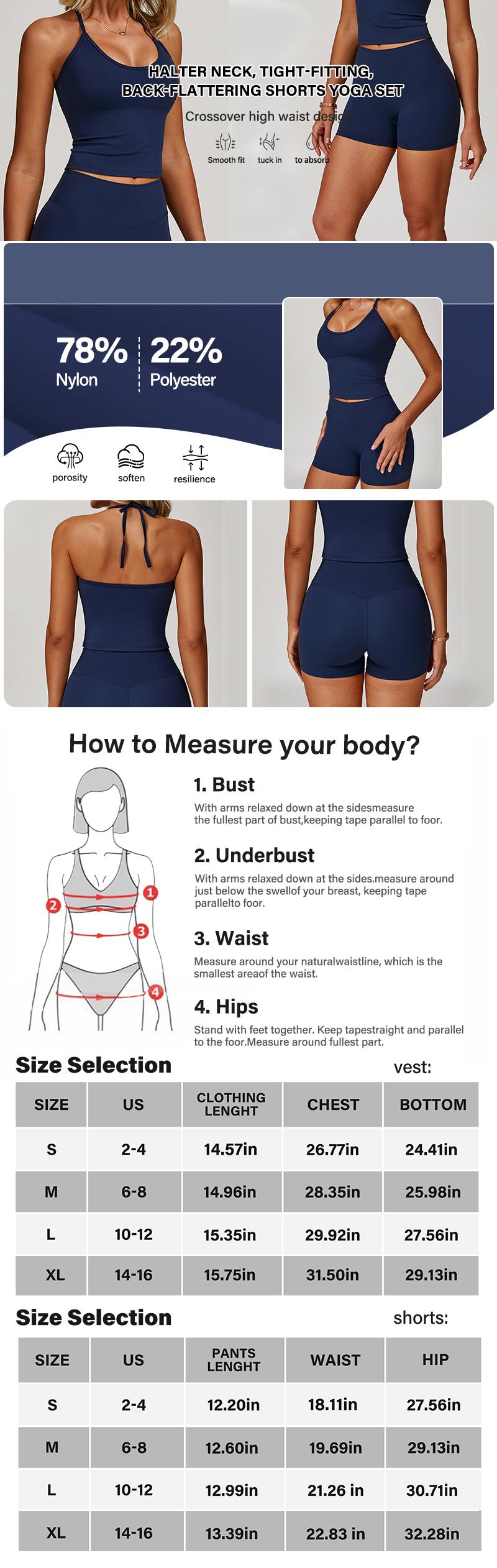 NVWA-Ladies' halter neck backless top and high-waist sports shorts, comfortable and breathable, high-waist tummy control, sports suit, summer clothing, gym wear sporty yoga set SpringStatements NVWA-Ladies' halter neck backless top and high-waist sports shorts, comfortable and breathable, high-waist tummy control, sports suit, summer clothing, gym wear sporty yoga set SpringStatements