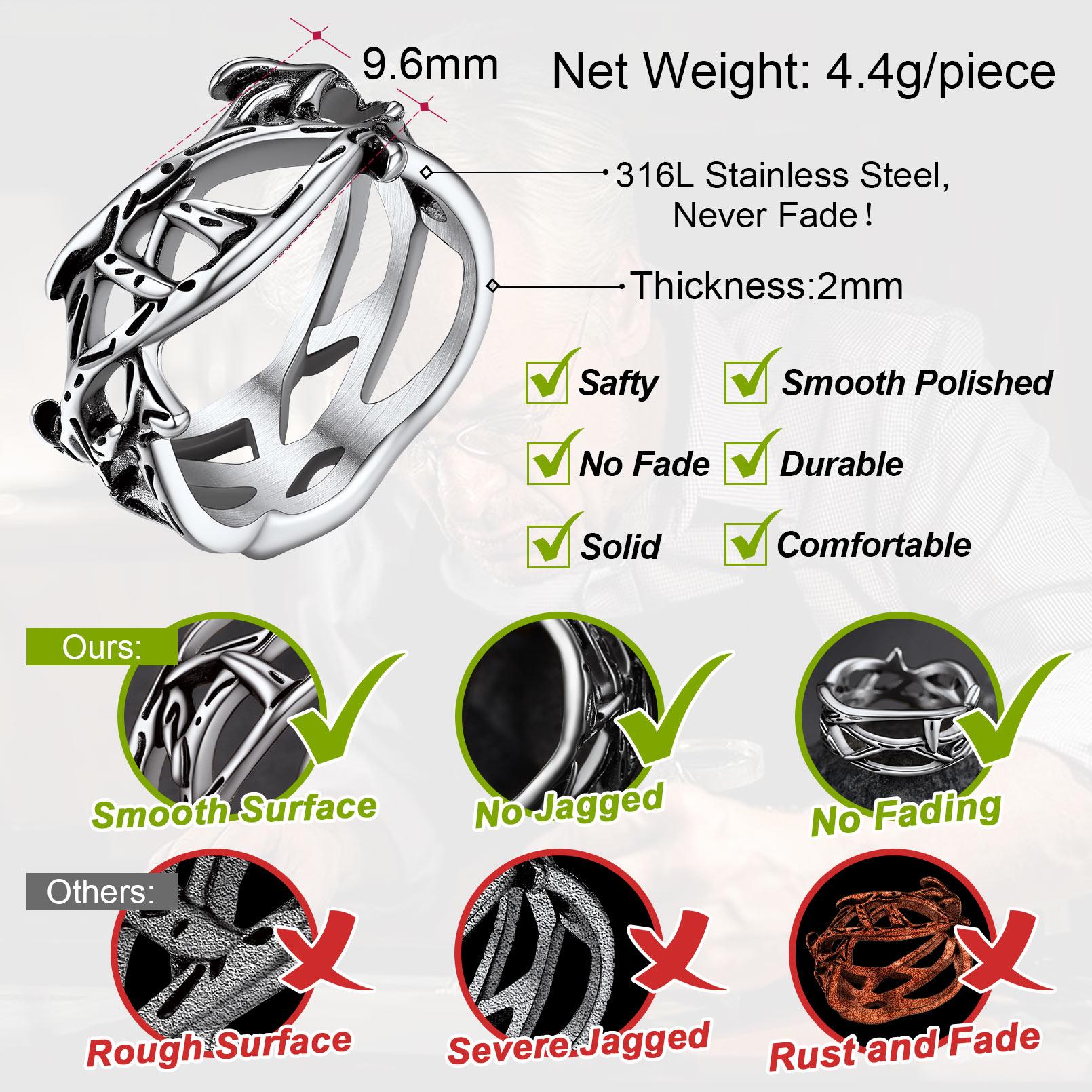 FaithHeart Thorns Ring For Unisex Christian Crown of Thorns Ring Stainless Steel