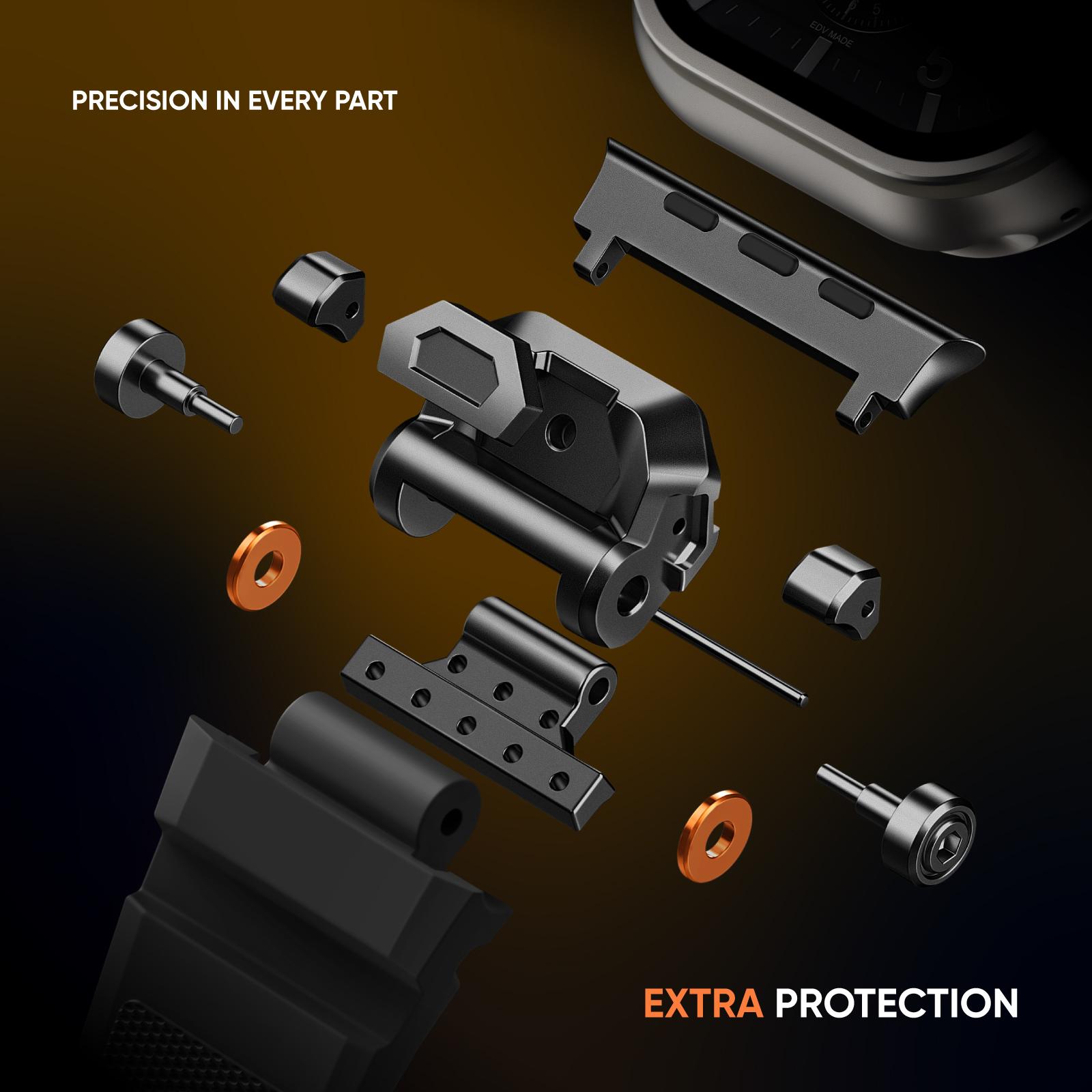 Rugged Sport Band Compatible for Apple Watch Ultra 3 2 Band 49mm 46mm 45mm 44mm 42mm, Silicone Sport Strap for iWatch Series 11 10 9 8 7 6 5 4 3 SE