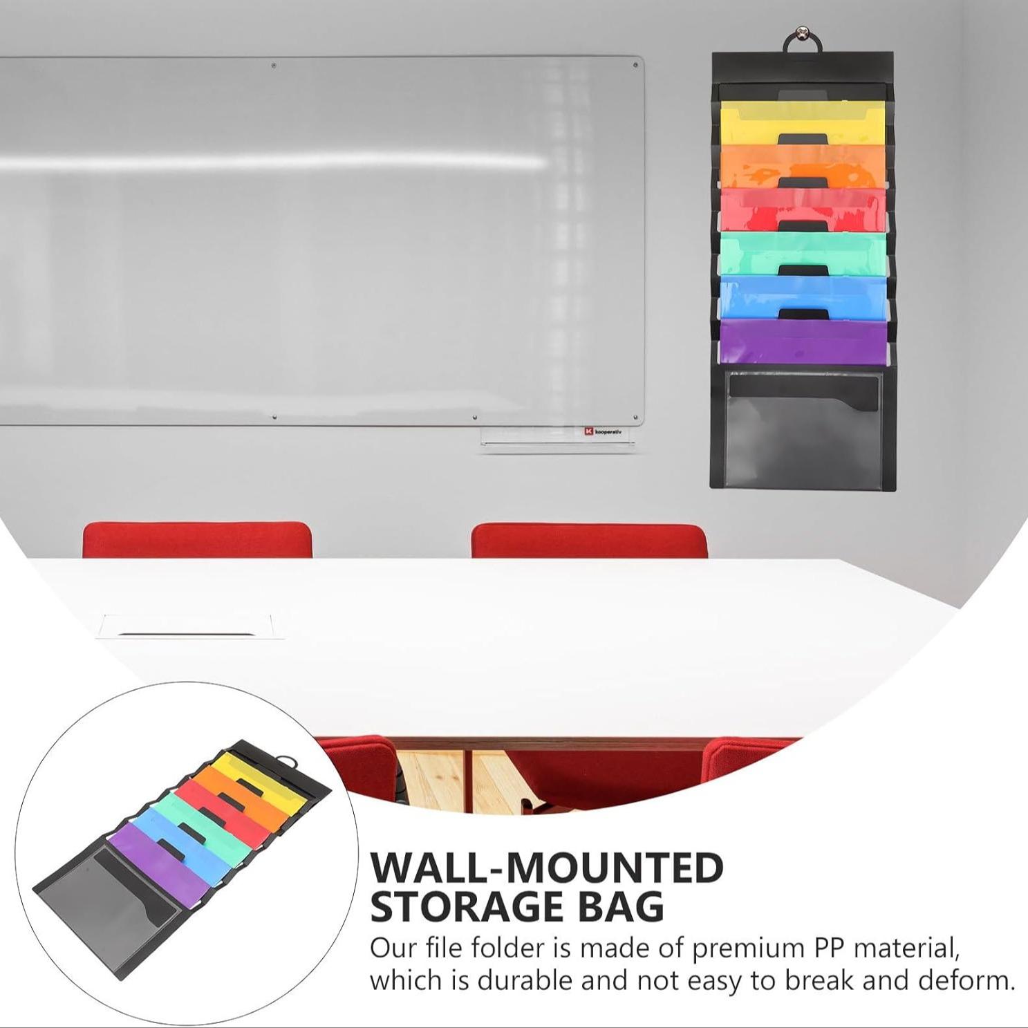 Portable Wall-Mounted File Organizer with 6 Pockets, Foldable and Waterproof PP Materials, Ideal for Office, Home, Classroom Storage, File Holder