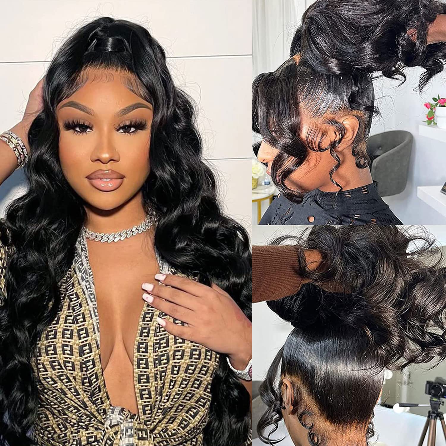 Bling Hair 360 Full Lace Wigs Human Hair Body Wave Transparent 13x4 Lace Frontal Wigs Human Hair Brazilian Wig 180% Density For Black Women 30 32 Inch