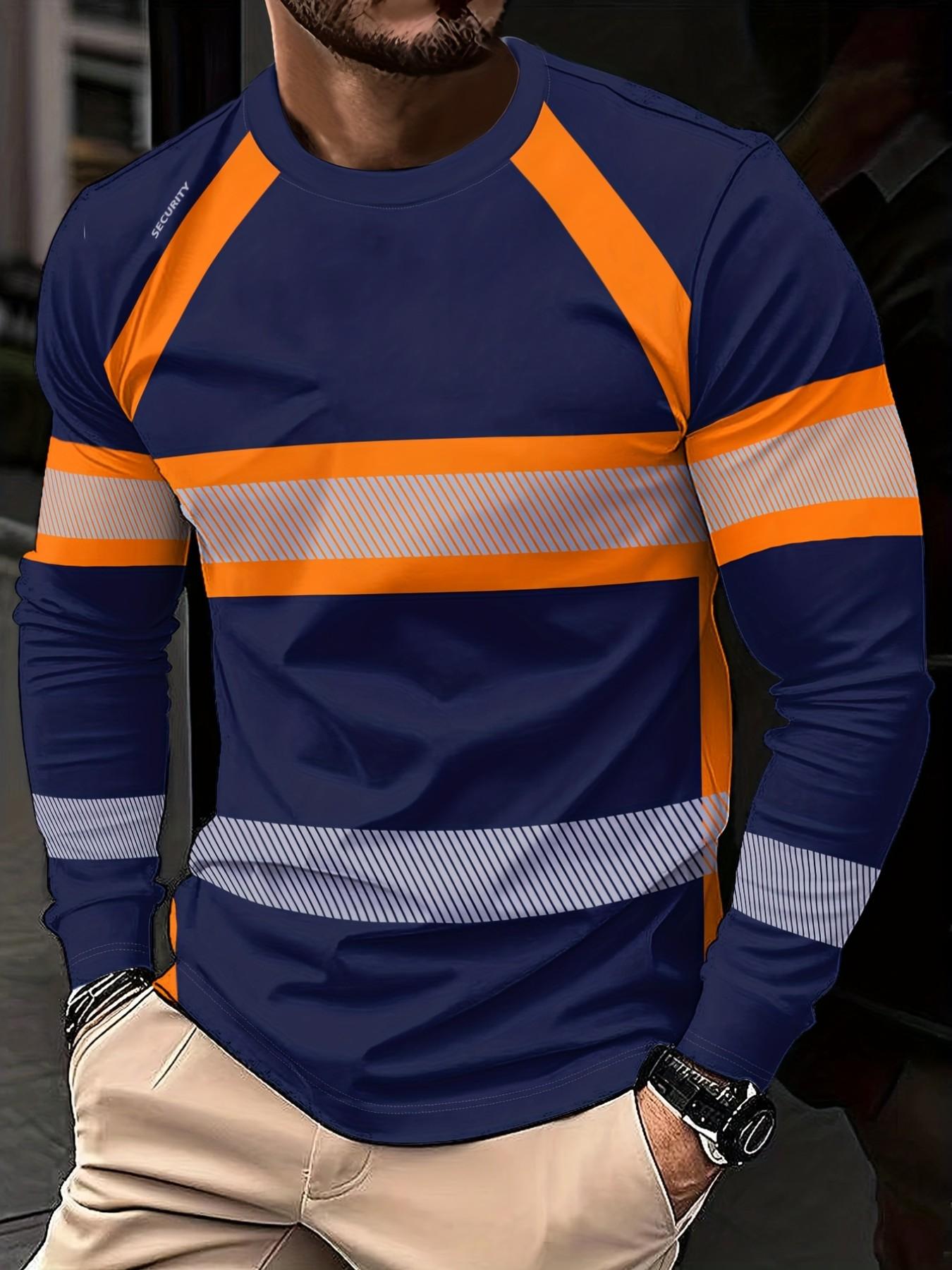 Men's Long Sleeve T-Shirt, Tops, Classic Workwear Style 3D Print, Sporty Casual Round Neck, Breathable Polyester Fabric, Slim Fit, Outdoor Comfort, Athletic Fitted Breathable, Casual Breathable Design
