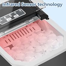 Antarctic Star Countertop Ice Maker, S/L Bullet Ice, 26lbs/Day, 9 Ice Cubes in 6 Mins, Portable Ice Machine with Ice Scoop and Handle, Self-Cleaning, One-Click Operation, for Kitchen Office Home(Black)