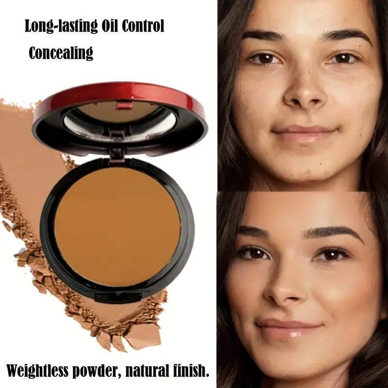 6-Shade Waterproof & Sweat-Proof Contour & Concealer Powder, Oil-Control Matte Finish with Buildable Coverage and Angled Sponge Applicator for Light Beige Skin Tones, Long-Lasting Natural Finish, Portable Makeup Smooth Application Tool