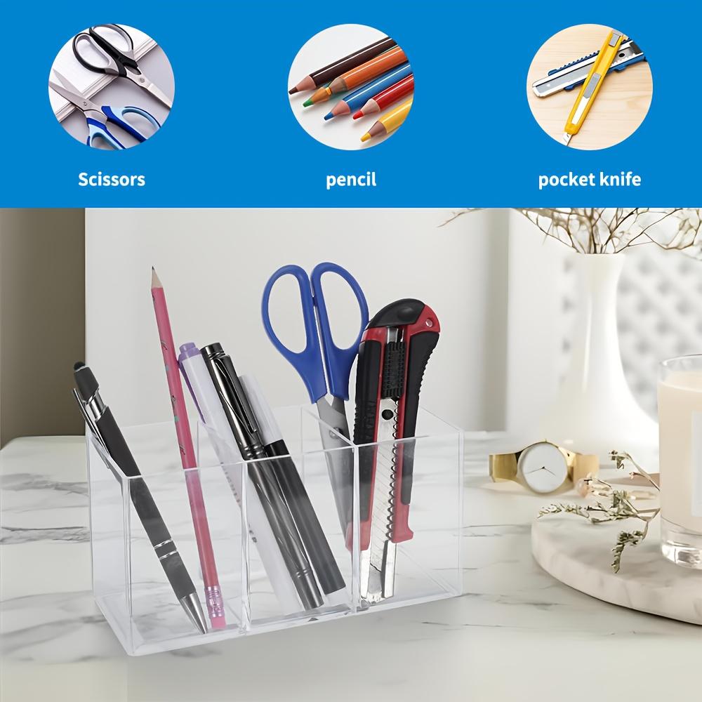 Acrylic Three-Compartment Makeup Organizer, Ideal for Brushes and Cosmetics, Bedroom Bathroom Office Storage, Minimalist Design