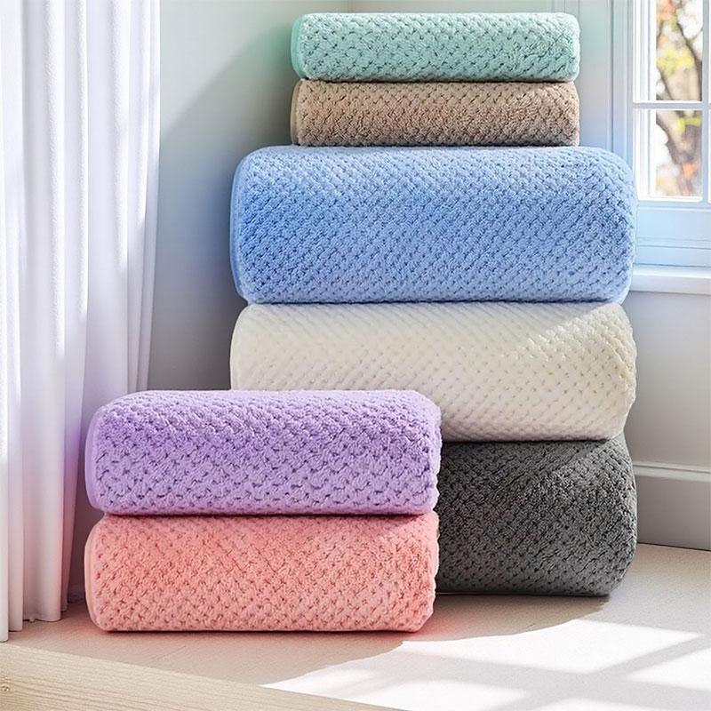 1pc Extra Large Towel Sheet Pineapple Grid Pattern Microfiber Absorbent Vibrant Orange Yellow Green & Blue Options Perfect for Autumn Decor, Halloween & Thanksgiving Gifts, Towels for Bathroom, Decorative Towels