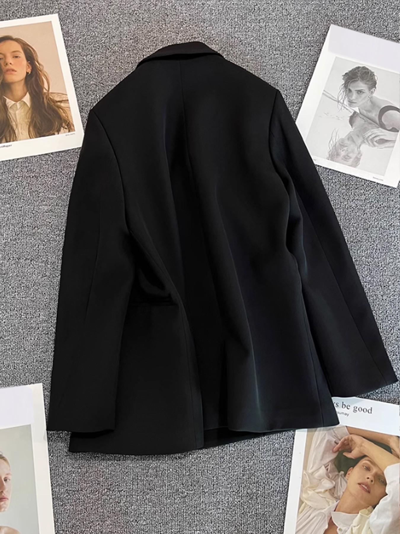 Women's Casual Office Blazer, Long Sleeve Lightweight Aesthetic Fashion, Slim Fit, Double Button, Spring & Fall, Elegant Formal Professional, Trendy Commute Wear
