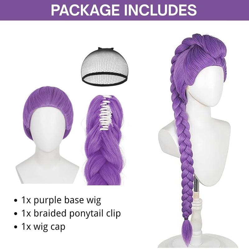 Anime K-pop Costume Demon Cosplay Wig Hunter Purple Braid Wigs Rumi Costume Zoey Mira for Kids Women Men Pop Singer Hair Halloween Cosplay Props