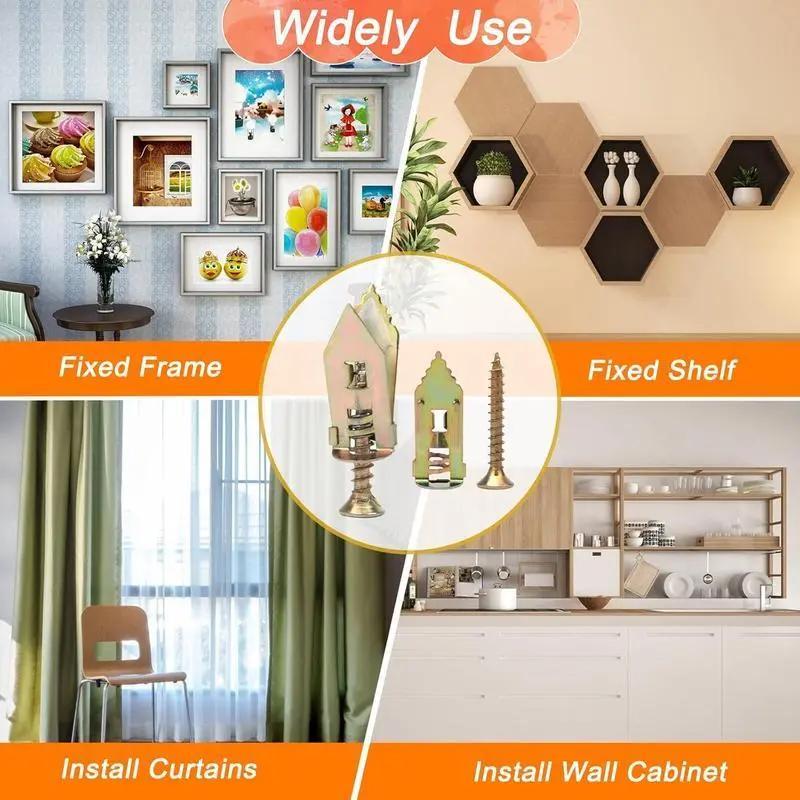 SOPAMI 100PCS/200PCS Self-Drilling Drywall Anchors Kit No Drill Needed Easy Hang for Home & Office Includes 100 Anchors 100 Screws for Quick Install Adjustable Hooks & Bracket