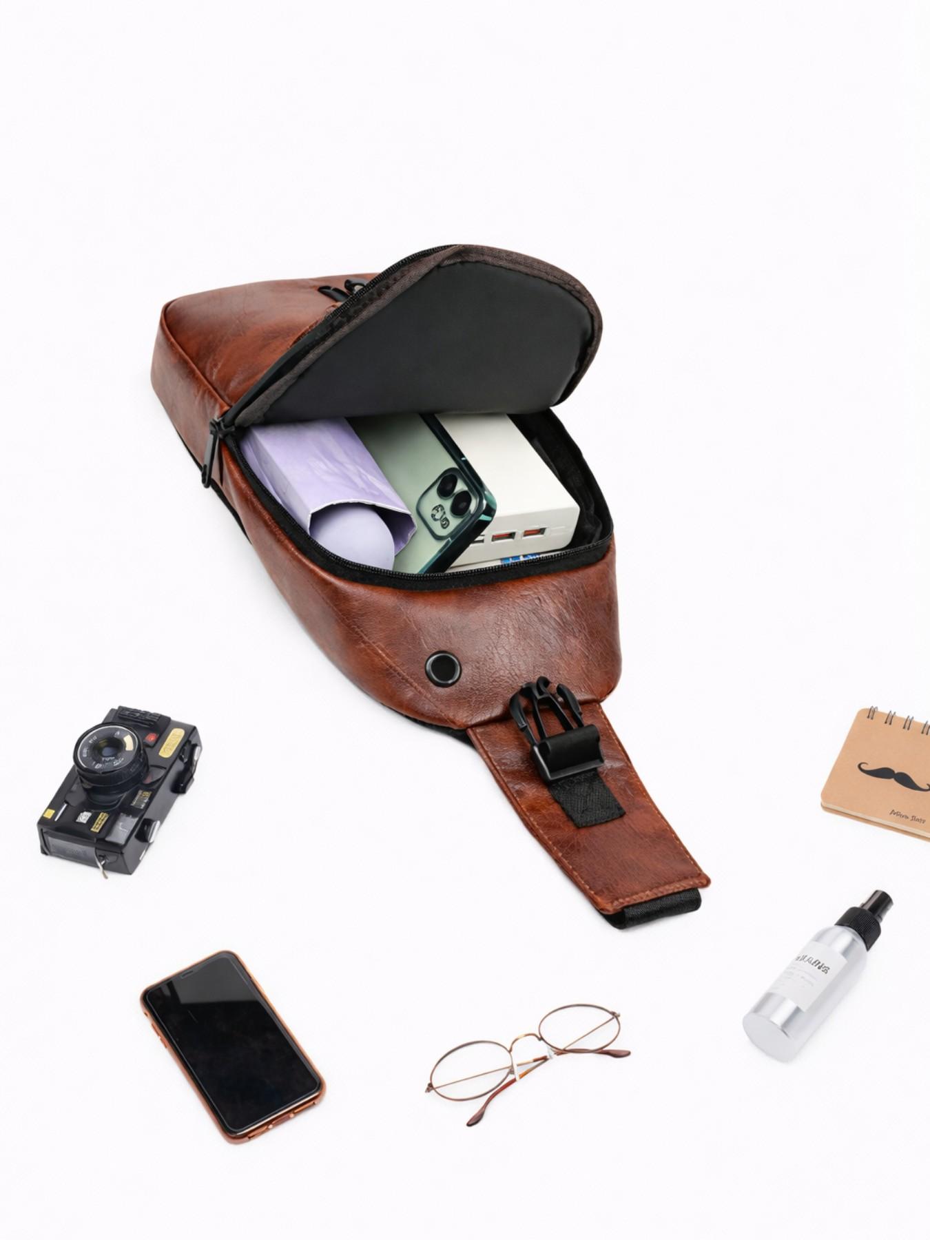 Essential Chest Bag Organizer, Sleek PU Leather Sling Crossbody Pack, Versatile Travel & Concert Gear, Spring Style 2026, TikTok Made Me Buy It.