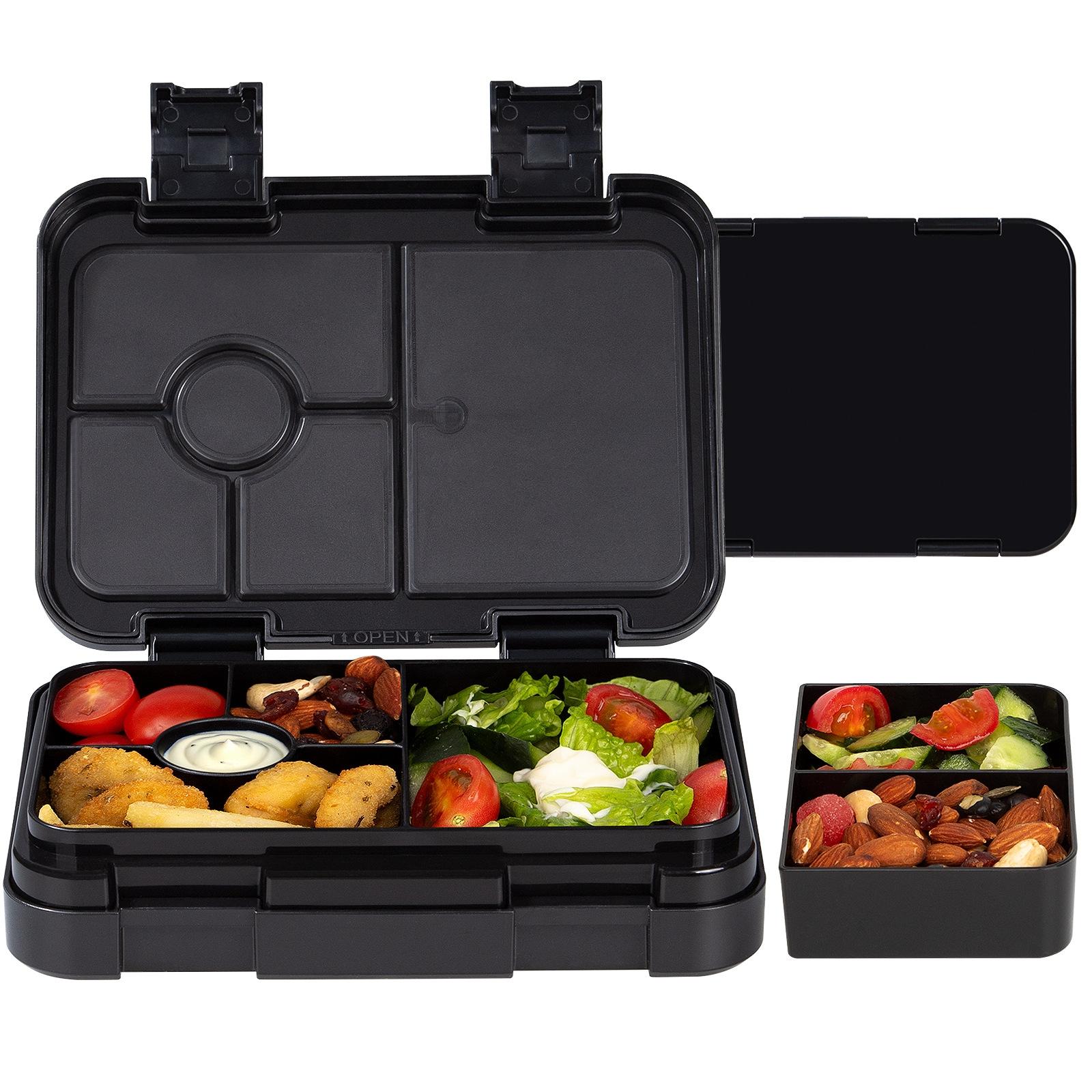 Portable Dual-Clasp Student Bento Box, Leak-Proof Lunch Container with Compartments, Square Microwave Heating Friendly