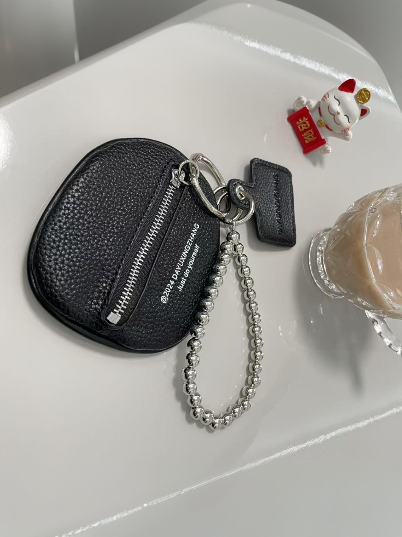 Fashion accessory bag pendant bag black lychee pattern key pouch internet-famous mini clutch