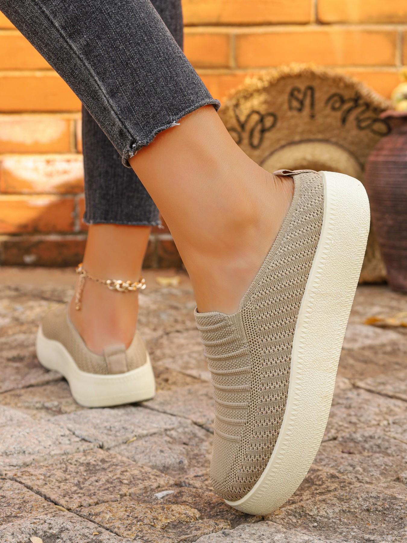 Women's Multicolor Textile Sneakers, Breathable Mesh, Thick Sole, Slip-On Design, Casual All-Season Footwear, Comfortable & Lightweight