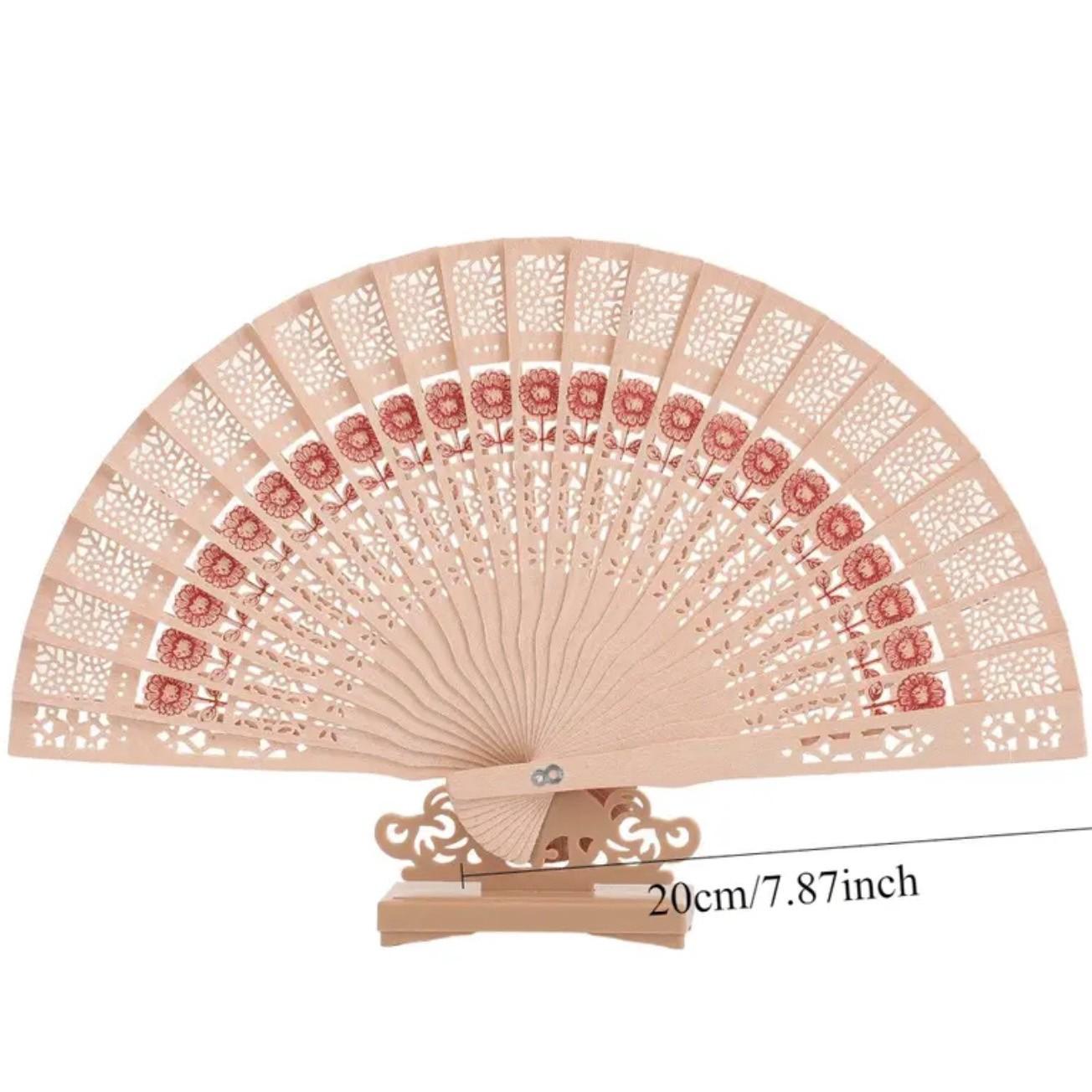 Bohemian Vintage Folding Fan, Handheld Wooden Fan, Wedding Fan, Artistic Cutout Fan, Perfect for Weddings, Parties, Gifts, Dance Performances