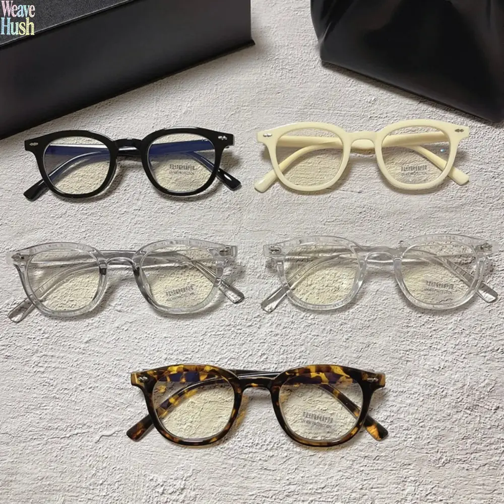 5PCS Unisex Vintage Fashion Eyeglasses Set, Light Resin Tinted Lens Trendy Eyewear Frames, Anti Blue Light Computer Glasses, Stylish Decorative Eyeglasses For Office Screen Work Outdoor Matching And Daily Fashion Styling