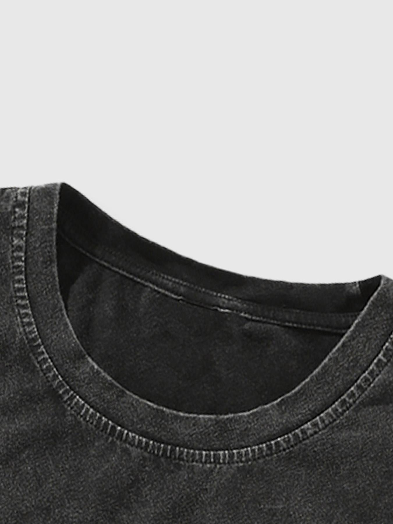 Men's Washed Cotton Mock Two-Piece Round Neck Long Sleeve Fitted Tee, with Star Print Design, a Casual and Trendy All-season Wardrobe Essential