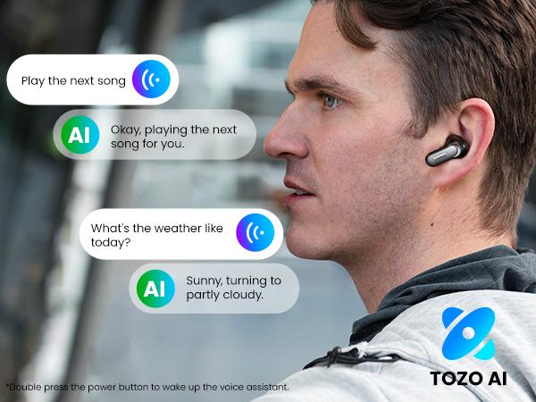 TOZO NC20 Pro Active Noise Cancelling Wireless Earbuds with Smart Touch Screen, LDAC Hi-Res Audio, Stereo Bass, 6 Mics AI Call Ear Buds, 80H Playtime, IPX8 Waterproof, 32 EQ via App, Wireless Charging