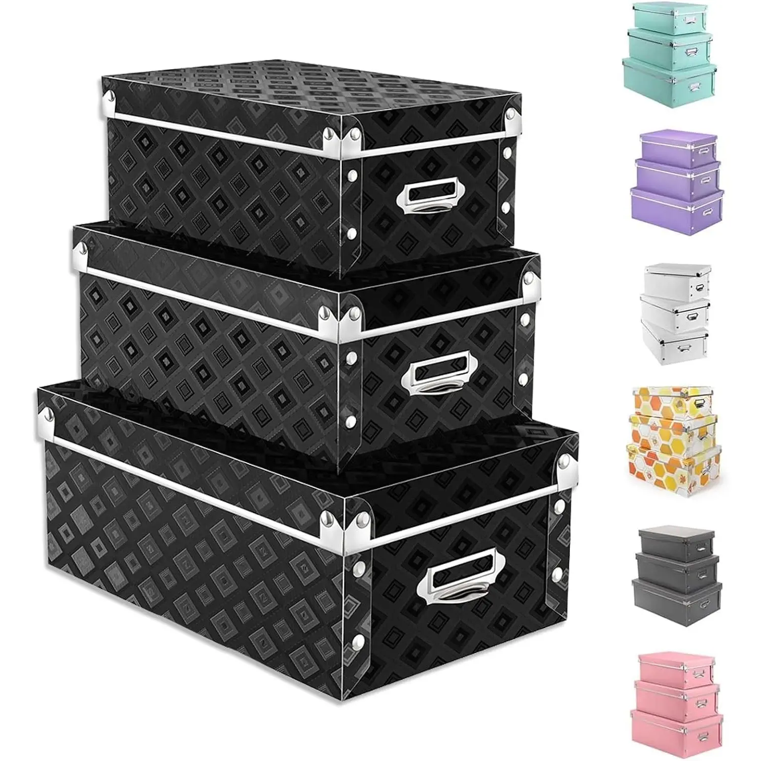 Decorative Storage Box with ,3 in 1 Set,Plastic, Storage Bins for Shoes,Clothes,Office