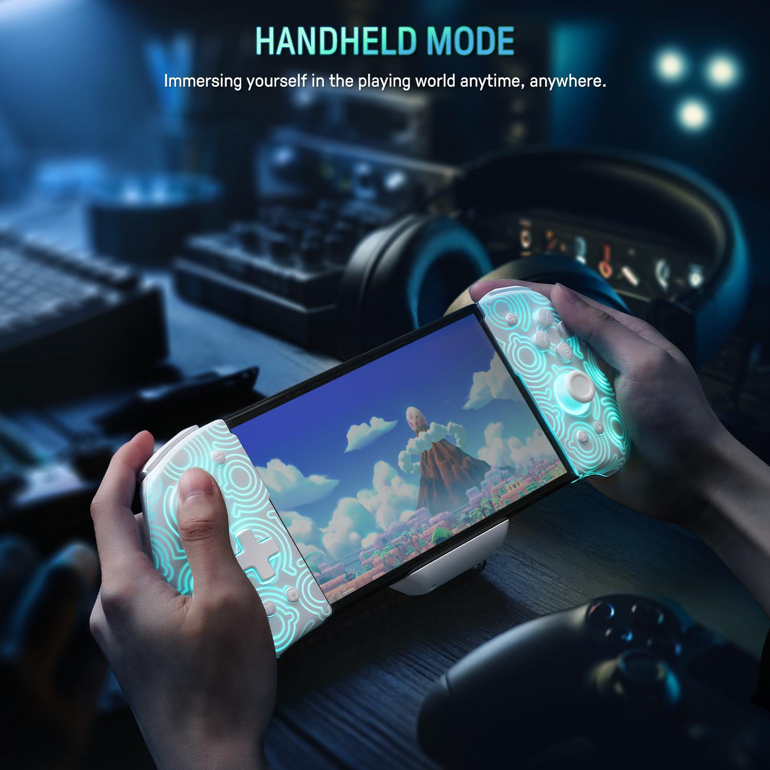 FUNLAB Luminpad Ergonomic Switch Controller Compatible with Nintendo Switch/OLED, Luminous Pattern Switch handheld Controller, One-Piece Joypad Controllers Replacement - 7 LED Colors/Turbo/Mapping