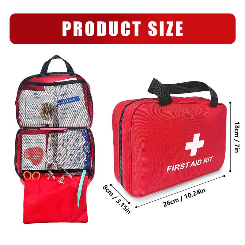 Portable Emergency Kit, 173pcs/bag Outdoor First Aid Kit, Compact Lightweight First Aid Bag for Home, Office, Car, Outdoor, Boat, Camping, Hiking Sterile Gauze Pads Medical Tape